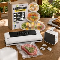 Fagyasztófrissítő vákuumcsomag: 10 db élelmiszertakaró fólia + vákuumfóliázó 5 tasakkal + Bluetooth 1