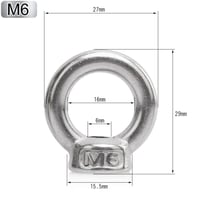 M6-os Rozsdamentes Acél Gyűrűs Csavar 10db - Ezüst 2