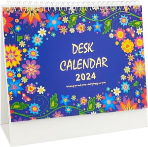 Prekrasan stolni kalendar s cvjetnim uzorkom za 2024. godinu s mjesečnim pregledom