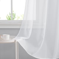 PONY DANCE Fehér Fényáteresztő Függöny Szett 2 db - 140x220 cm Voile Sötétítő Függöny Nappali Hálószoba Gyerekszoba Fém Karikás 7