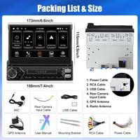 SIXWIN 1 DIN Android 13 Autórádió 7" Kihúzható Érintőképernyővel - CarPlay, Mirrorlink, Bluetooth, WiFi, GPS, 64GB Tárhely, Tolatókamerával 2