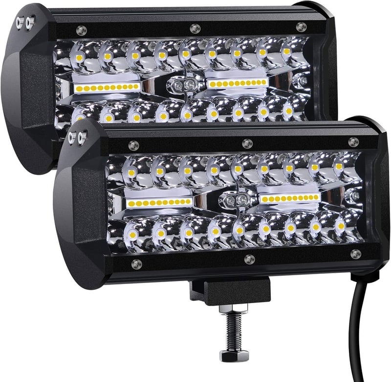Kraumi 7" LED Munkalámpa 300W 12/24V - Vízálló IP67 Fényszóró Terepjáróhoz, Traktorhoz, Quadhoz, SUV-hoz - Univerzális Kiegészítő Szett (2db