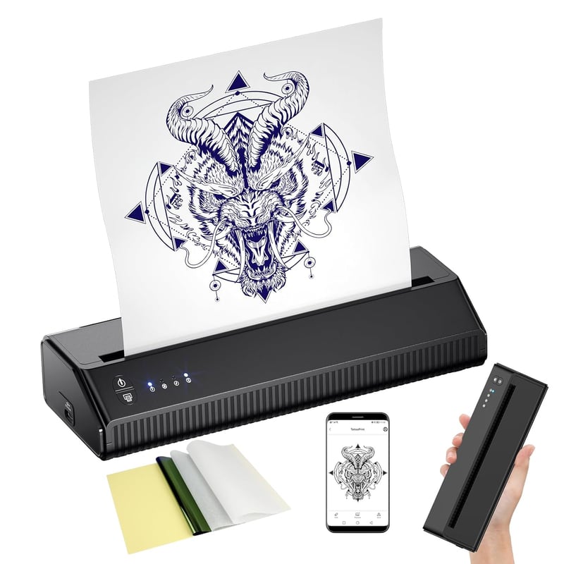 BIOMASER vezeték nélküli tetoválás stencil nyomtató - iOS és Android kompatibilis, A4-es, Bluetooth-os