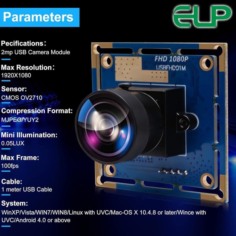 ELP 170° Fisheye USB Kamera 1080p HD - Robotokhoz, ATM-ekhez
