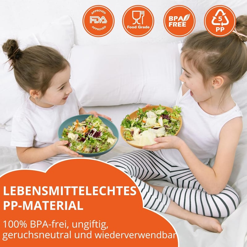 FUNYKICH 12 részes színes kemping étkészlet 4 főre - könnyű, törhetetlen, BPA-mentes tányérok, tálak és poharak piknikhez, kempingezéshez