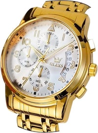 OLEVS Arany Férfi Karóra - Vízálló, Dátumkijelzős, 42mm Acél 1