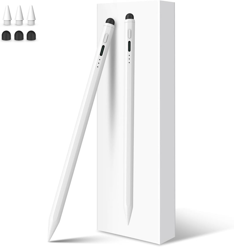 MEKO Apple Pencil Kompatibilis Érintőceruza Gumi Heggyel - Gyorstöltés és Dőlésérzékelés iPad Pro/Air/Mini Modellekhez 2018-2025