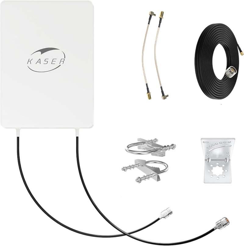 KASER 5G MIMO Kültéri Antenna N78 Sávhoz 3300-3800 MHz, 15dBi Erősítéssel, 10m Alacsony Veszteségű Kábellel, SMA/TS9 Adapterrel, 5G Routerek