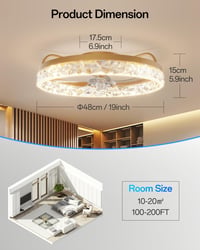 YUNLONG Modern Mennyezeti Ventilátor LED Világítással - Távirányítós, Csendes DC Motor, Arany, 5 Lapátos, Nyári-Téli Üzemmód, Fényerőszabály 6