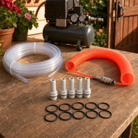 Set crijeva za kompresor: 9m prozirno crijevo + 6m spiralno crijevo + 5x G1/4 spojnica + 10x O-prsten 1