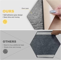 Hexagon alakú öntapadós akusztikai panel, 12 db, csíkos fekete, 30x26x0,9 cm 3