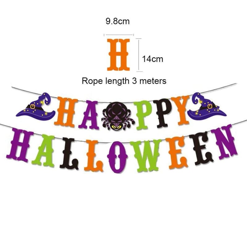 Halloween Dekor Szett: Szellemek, Denevérek, Töklámpás Zászlóval