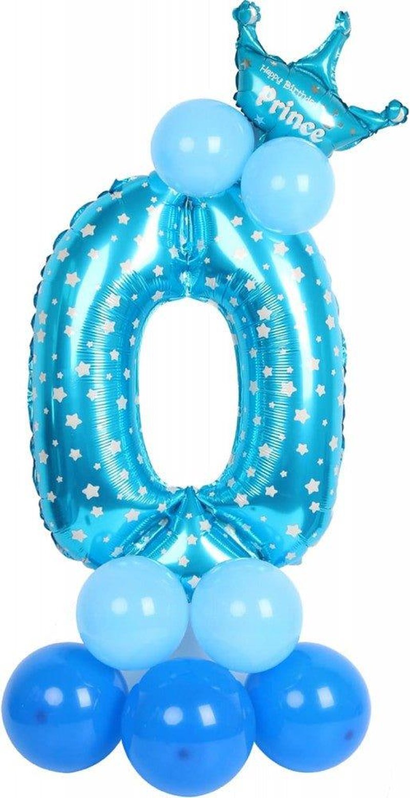 Óriás kék korona alakú lufi, 80 cm-es, születésnapi dekorációhoz