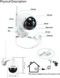 Topodome Technology 5MP Kültéri WiFi Biztonsági Kamera, 940nm IR Éjjellátó, 355°/90° Forgatható, Személykövetés, Kétirányú Hang, 32GB MicroS 6