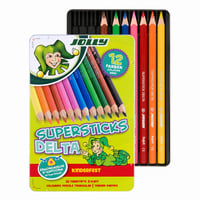 Sada trojhranných farebných ceruziek JOLLY Supersticks Delta, 10 ks, v kovovej škatuľke, odolné proti lámaniu, bezpečné pre deti, netoxické 2