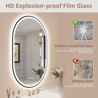 STARLEAD Ovális LED Fürdőszobai Tükör 90x60 cm - Bluetooth Hangszóróval, Fényerőszabályzással, 3 Színhőmérséklettel, Páramentesítővel, Feket 8