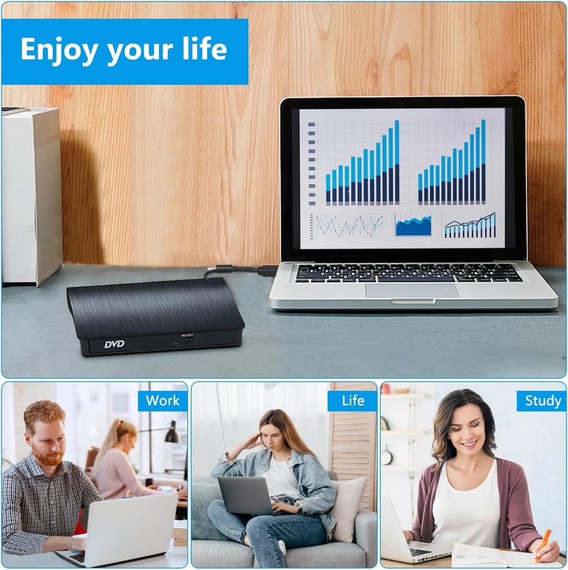 BEVA USB 3.0 és Type-C külső CD/DVD író-olvasó, hordozható - bontott
