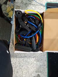 Fokky Resistance Bands Set 5 db ellenállásos gumiszalag készlet fogókkal, bokaszíjakkal és ajtóhorgonnyal, Pilates és erőedzés edzőszalag 2
