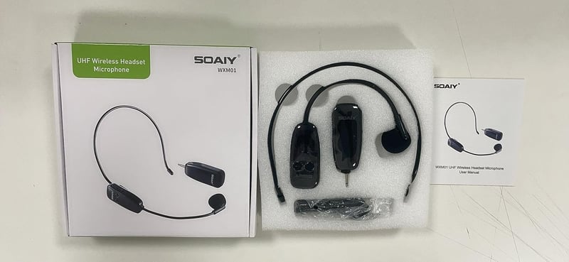 SOAIY 2in1 UHF vezeték nélküli headset mikrofon, 50m hatótáv, karaoke és konferencia használatra