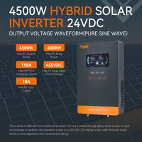 PowMr 4,5 kW Hibrid Inverter 24V-230V 150A MPPT Napelemes Töltésvezérlővel, 450V PV Bemenet, Savas és Lítium Akkumulátorokkal Kompatibilis 2