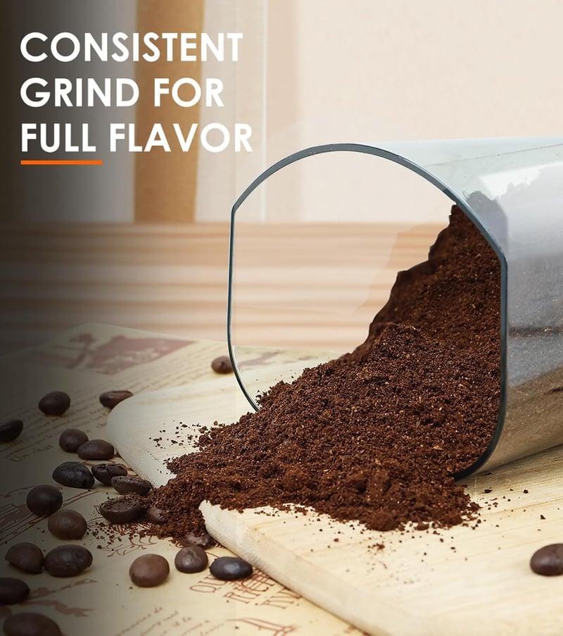 Homtone Elektromos Kávédaráló 51 Őrlési Fokozattal - Portafilterhez és Tárolóhoz, Rozsdamentes Acél, Csepegtetős/Pour Over/Cold Brew/French 