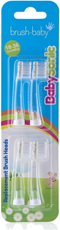 Brush-Baby BabySonic elektromos fogkefe pótfej, 18-36 hónapos babáknak - 4 db-os csomag 1