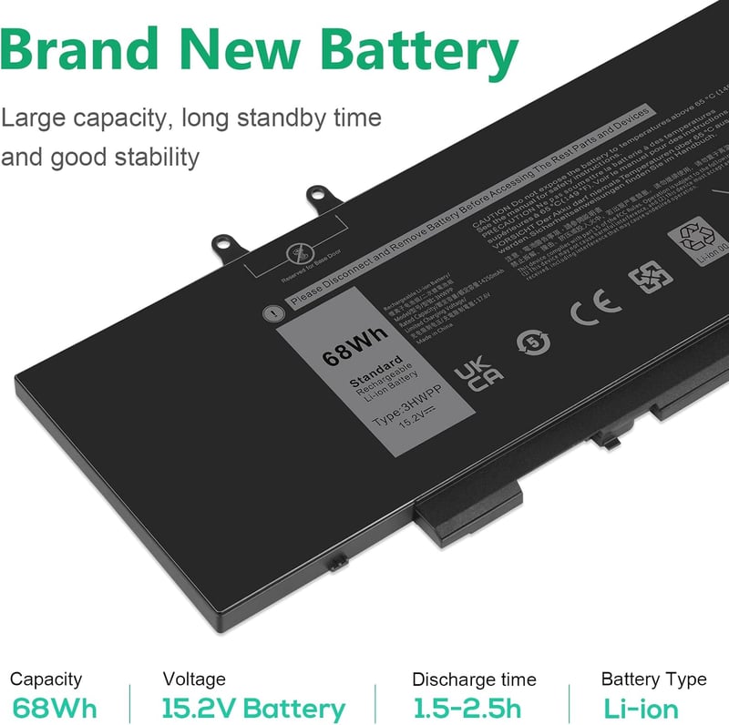 ASUNCELL 15.2V/68Wh Laptop Akkumulátor Dell Latitude 5401 5411 5501 5511 és Precision 3541 3551 Sorozathoz - 4 Cellás Li-ion Csereakku