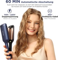 PARWIN PRO BEAUTY 32 mm-es Hableány Hajgöndörítő Vas - 4 Hőfokozatú Dupla Csöves Hullámosító Minden Hajtípushoz, Azúrkék 7