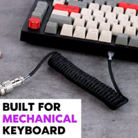 EPOMAKER 1,8m-es Spirál USB-C Gamer Billentyűzet Kábel, Leválasztható Csatlakozóval, Fekete 5