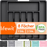 Lifewit Állítható Evőeszköztartó Fiókba - Fekete Műanyag Konyhai Rendszerező Kanalaknak, Villáknak, 33-57 cm Szélesség 1