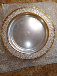 MATANA Arany Szegélyes Átlátszó Műanyag Party Tányér 26 cm, 19 db, Újrahasználható, Esküvőre és Rendezvényre 4