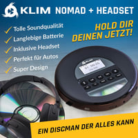KLIM Nomad Hordozható CD Lejátszó Bluetooth - Hosszú Üzemidejű Akkumulátor, Fülhallgatóval, CD-R/RW/MP3, TF Kártyaolvasó, FM Rádió - Autóba  2