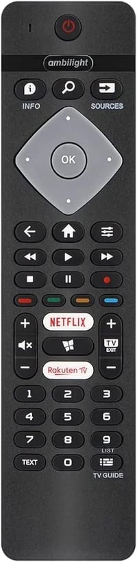 FOXRMT Univerzális Távirányító Philips Ambilight 4K Smart TV-hez - Előre Programozott Csere Távirányító Netflix Gombbal, 10m Hatótávolság 1
