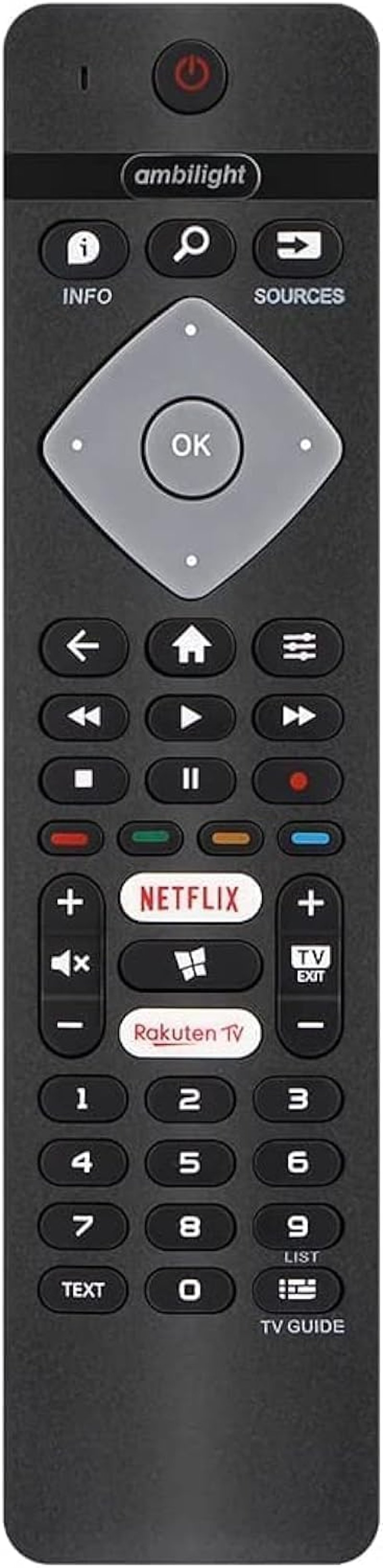 FOXRMT Univerzális Távirányító Philips Ambilight 4K Smart TV-hez - Előre Programozott Csere Távirányító Netflix Gombbal, 10m Hatótávolság
