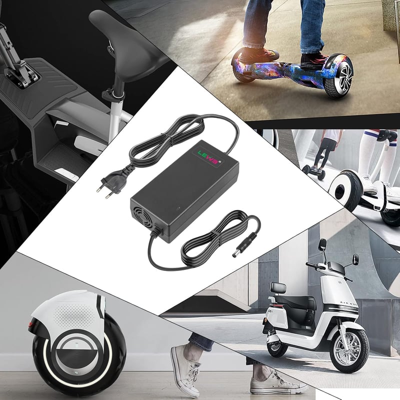 Labtec 54.6V 2A Töltőkábel 48V Lítium-ion Akkumulátorokhoz - E-Bike, Elektromos Kerékpár, Hoverboard és Önegyensúlyozó Roller Töltő 5.5x2.1m