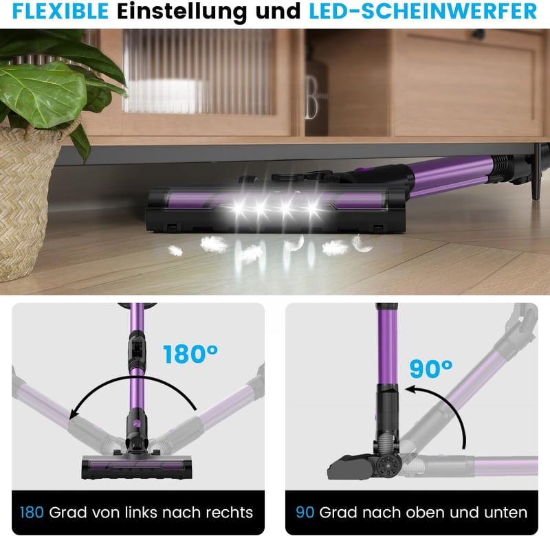Sanfnz Akkumulátoros Porszívó 40000Pa/500W - 50 Perces Üzemidő, LED Kijelző, Csendes Működés, HEPA Szűrő, Gyorstöltés, Forgókefe Hajcsomósod