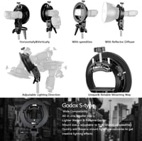 Godox 80x80 cm Összecsukható Univerzális Softbox S-típusú Speedlite Tartóval - Bowens Rögzítésű Vakuhoz, Állítható Irányú Fényformáló Stúdió 6