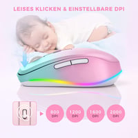 seenda Vezeték Nélküli Egér LED Világítással - Újratölthető, Csendes 2.4G USB Egér Jiggler Funkcióval, 2000 DPI, PC/Laptop Kompatibilis 5