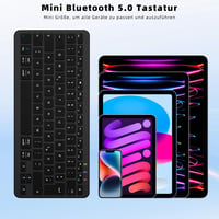 Qulose Vezeték Nélküli Bluetooth Billentyűzet - Újratölthető Mini Klaviatúra USB-C, Ultravékony Ergonomikus Dizájn, QWERTZ, Android/iOS/Wind 7