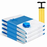 Vákuové vrecia AIyvisun na oblečenie a posteľnú bielizeň 60x80 cm, s pumpou, na prikrývky, vankúše, plachty, úsporné skladovanie — súprava 4 ks 1