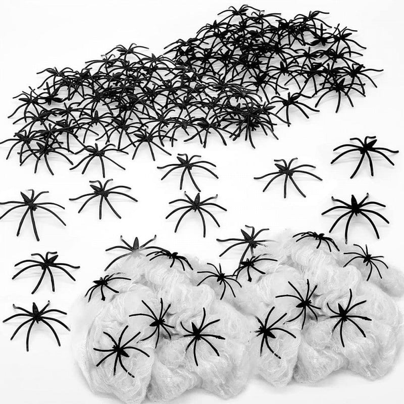 Óriás Halloween pókháló szett 60 műpókkal, 2 csomag - 100g