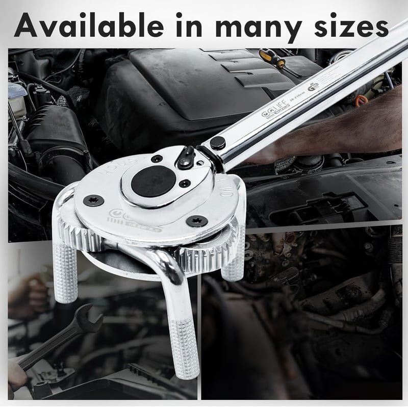 CCLIFE Olajszűrő Kulcs 3-Karos Cr-V Pók Adapter Készlettel - Olajcseréhez, 69-136 mm Átmérőjű Szűrőkhöz, Króm-Vanádium Acél