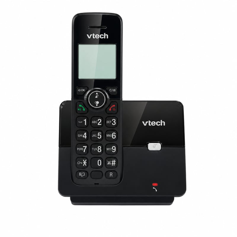 VTech CS2000 DECT bezdrôtový domáci telefón s identifikáciou volajúceho, čierny – nefunkčný, na súčiastky (stav: pozri 2. obrázok)