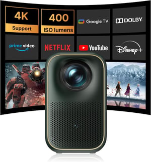 Formovie Page One Mini Smart Projektor s Google TV-om i Netflix licencom - Full HD 1080P, WiFi 6, Bluetooth 5.3, Autofokus, HDR10, Vanjski