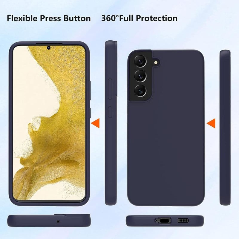 Samsung Galaxy S22 szilikon védőtok mikroszálas béléssel, sötétkék