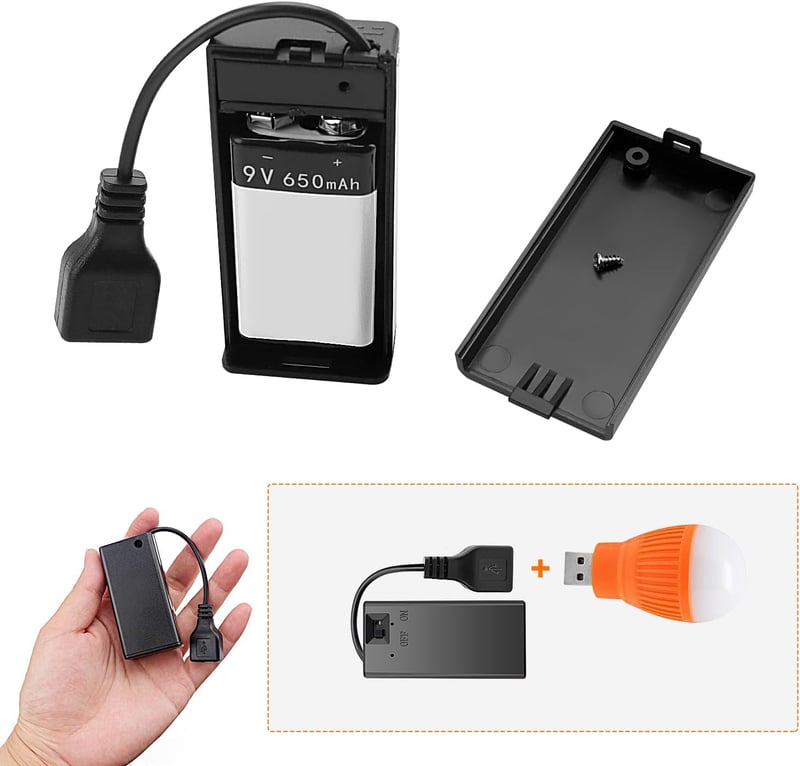KUOQIY 9V Elemtartó Készlet 5db - Kapcsolóval és USB Csatlakozóval, Arduino Projektekhez, Elektromos Játékokhoz, Csavarokkal és Csavarhúzóva