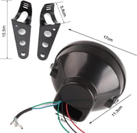 Univerzális 7" sárga LED motorkerékpár fényszóró fekete tartóval, 12V 6
