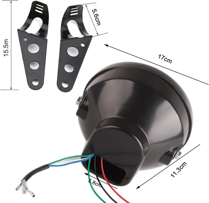 Univerzális 7" sárga LED motorkerékpár fényszóró fekete tartóval, 12V