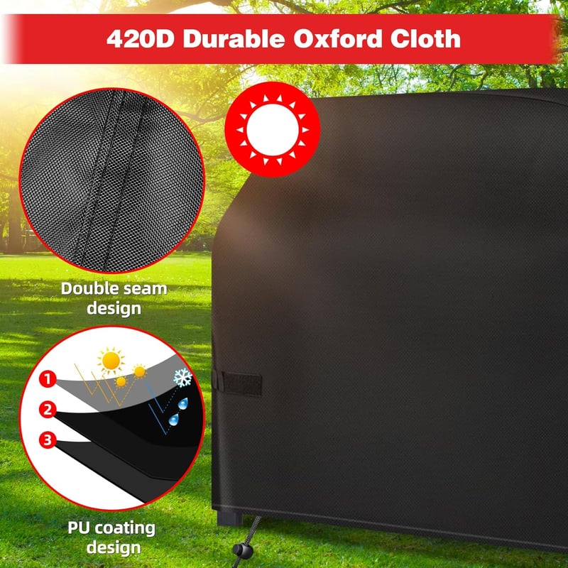 SPGOOD Grillhuzat 165x71x122 cm - Vízálló 420D Oxford Anyagú BBQ Védőtakaró Gázgrillhez, Időjárásálló, Szakadásmentes Ponyva Állítható Tépőz