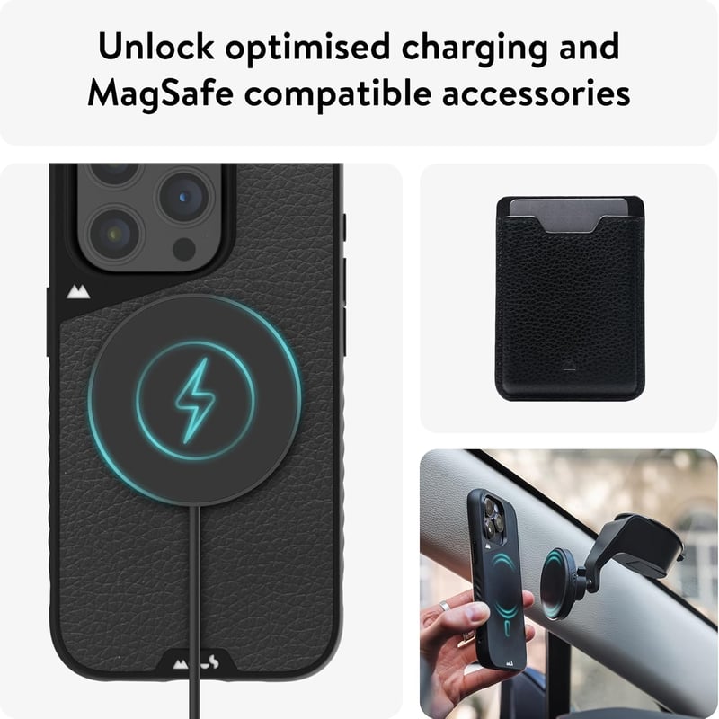Mous MagSafe iPhone 15 Pro Max tok - Limitless 5.0 fekete bőr védőtok